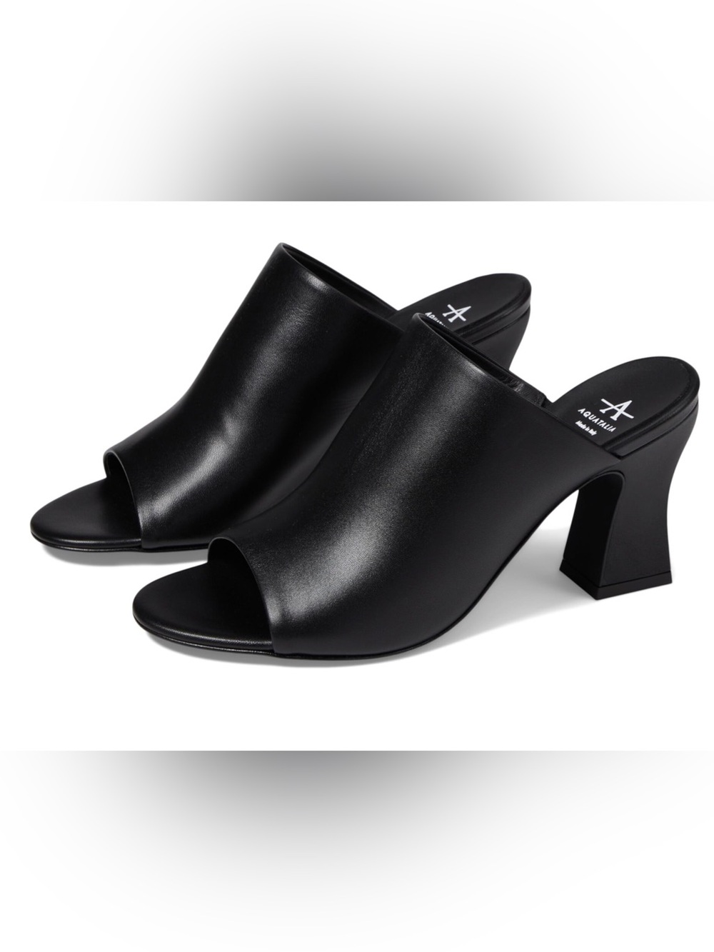 Aquatilia Leather Open-Toe Mule Heels